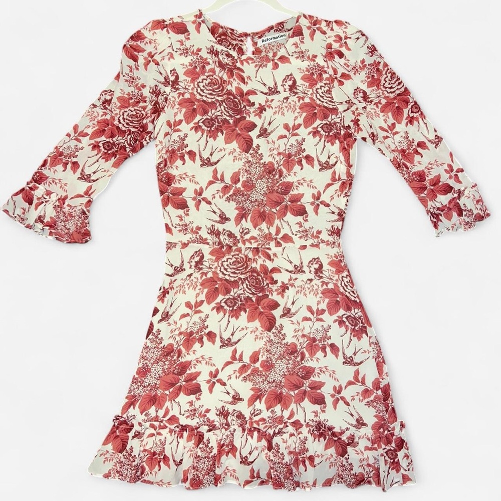 Reformation Red Floral Mini Dress - Picture 4 of 8